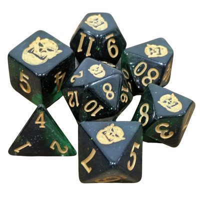 Ork DnD Würfel Set 7tlg Resin Grün Polyhedral Critit D20 Würfel Warhammer TTRPG Geschenk