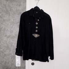 Damen Bluse Schwarz Langarm mit Knopfleiste K...