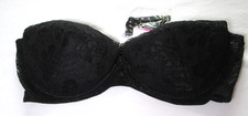 Vintage Victoria's Secret Black Lace Strapless Bra - Removable Pads, 36B - New