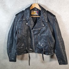 Vintage Schott Perfecto Biker Leather Bomber Jacket Mens 46 Black USA TA1050