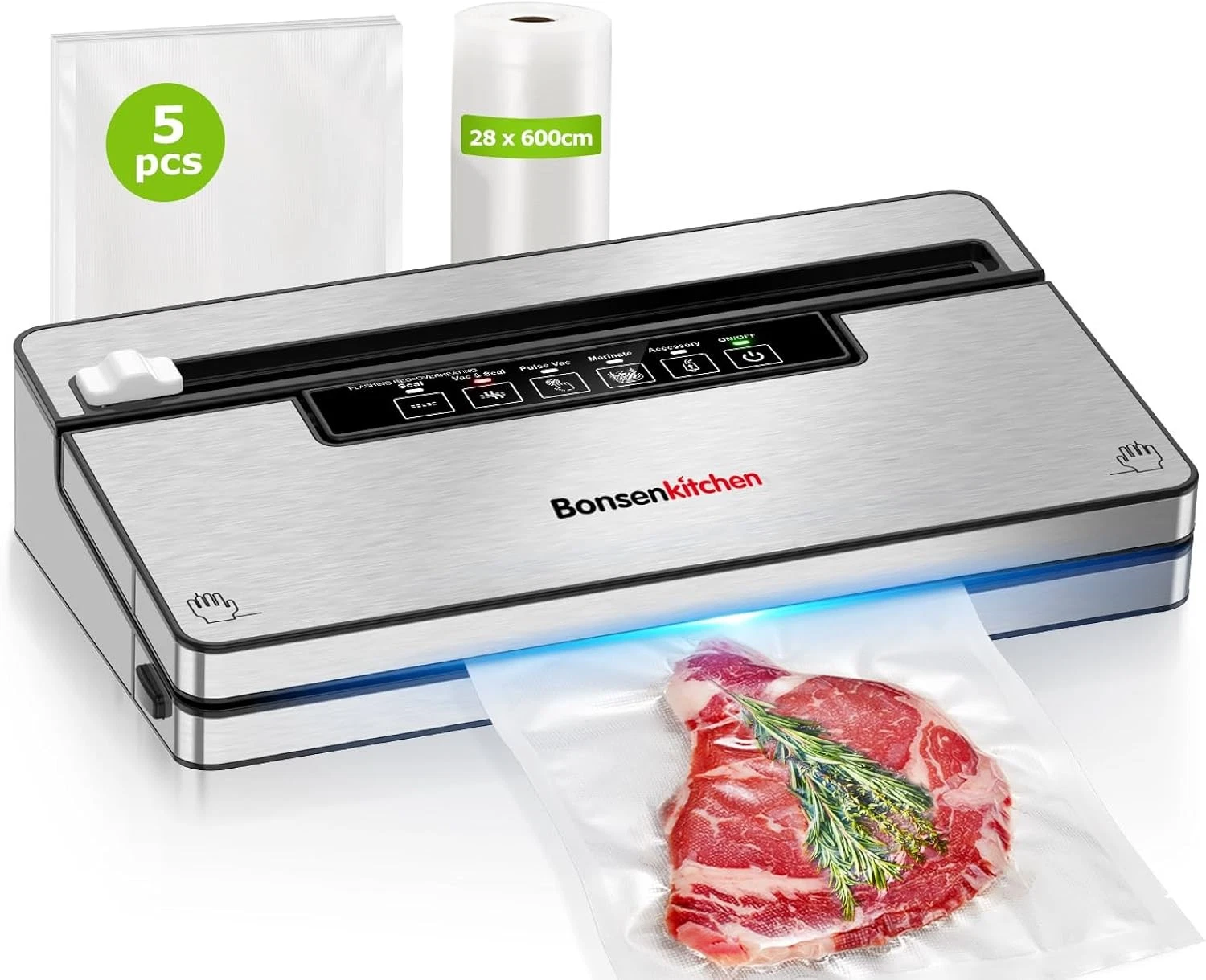 Vacuum Sealer Machine 5 Modes Built-in Cutter Bag Storage Globefish Technology