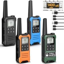 4 PACK Long Range Walkie Talkie 100 Mile Two Way Radio Charge Headset Waterproof