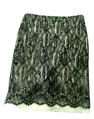 Ann Taylor Black Skirt 8 Lace Overlay Formal Party Classic Elegance Timeless
