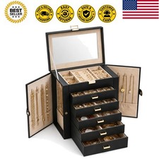 Jewelry Box for Women, 6 Layer Large Jewelry Holder Organizer with 5 Drawers ...