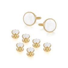 Mens Classic Shirts Cufflink Studs, Mother-of-Pearl Tuxedo Shirt Button and C...