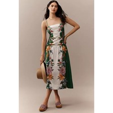 NEW NWT Farm Rio Sweet Bloom Dreamscape Linen Blend Sleeveless Midi Dress Size L