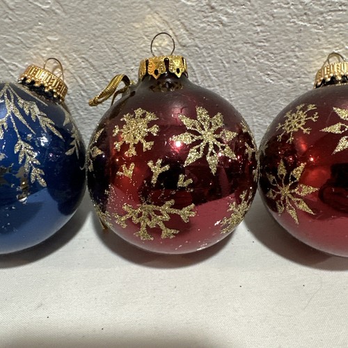 Krebs Glitter Shiny Blue/Maroon w/Leaf Branches/Star Ornaments - Picture 4 of 17