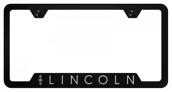 Official Lincoln Logo Black Notched License Plate Frame-image