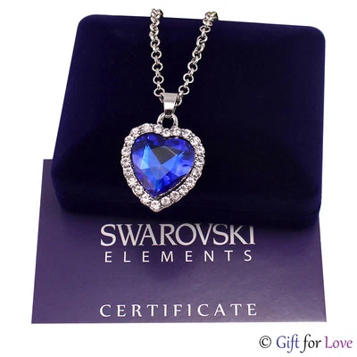 Collana donna oro bianco Swarovski Elements originale G4L cristalli cuore oceano