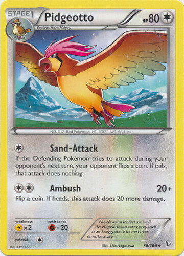 Pokemon - Pidgeotto - 76/106 - Uncommon - XY - Flashfire - NM