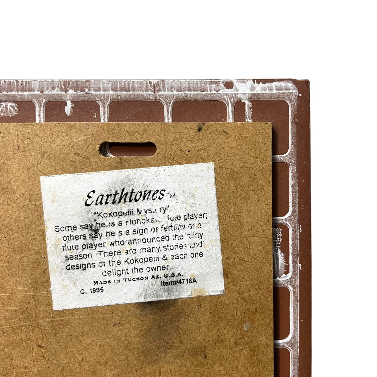 Earthtones Kokopelli Ceramic Wall Art Tile 1995 Southwest Handmade Tucson 6 in