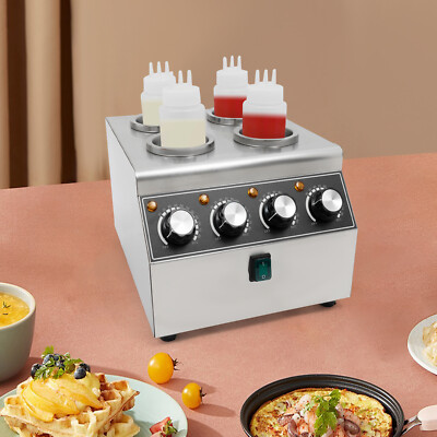 800W Electric Sauce Warm Heat Machine Sauce Warmer Dispenser w/Squeeze Bottle