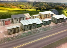 N Scale Buildings - (8) Trackside Sheds  Cardstock kit set TS1N