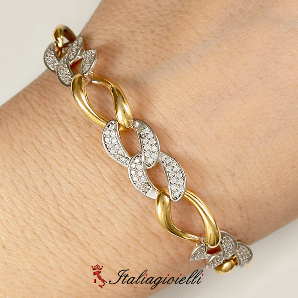 Imperiale Bracciale in Argento 925 Rodiato Oro Bianco e Placcato Oro Giallo  - Immagine 3 di 4