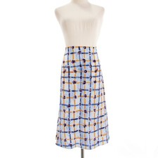 Marni NWT Saraband Printed Knee Skirt Size 46 US 10 in Blue/Orange/Purple Silk
