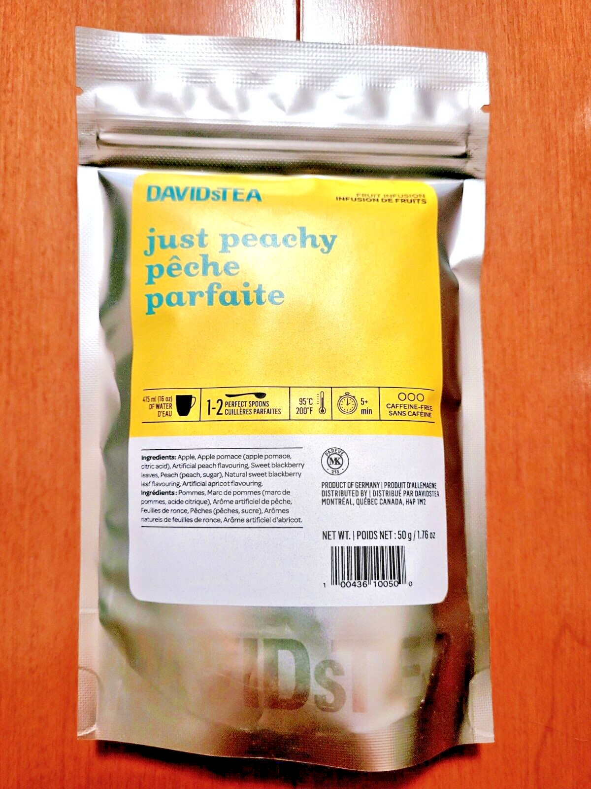 Davids Tea JUST PEACHY 50g Sealed FRUIT INFUSION TEA - ALL TIME FAVOURITE!