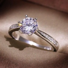 2.00 Ct Round Cut Solitaire Diamond Engagement Ring 14K White Gold Over Size J-T