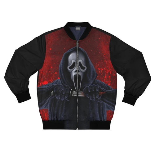1990's Horror Film Scream Ghostface Happy Halloween Bomber Jacket image 2