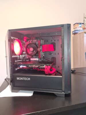 Great, neu-gebauter, schwarzroter Budget-PC für Gaming