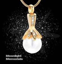 New Pearl Crystal Urn Cremation Keepsake Ashes Memorial Necklace