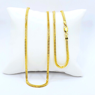 22K Solid Yellow Gold Franco Chain Necklace 20 in 2.4mm Genuine Hallmarked 916