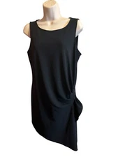 Boston Proper Sheath Dress Size M Asymmetrical Hem Gathered Waist Cocktail LBD
