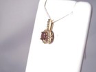 14k yellow gold pendant round 5mm raspberry rhodolite GARNET halo DIAMONDS G/SI1 — photo 3