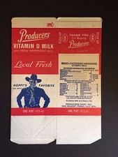 1965 Hopalong Cassidy, "Unused" Vitamin D Milk Carton Scarce / Vintage