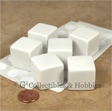 NEW 6 Jumbo 25mm 1 inch White Blank Dice Set with Stickers Six Sided D D RPG D6