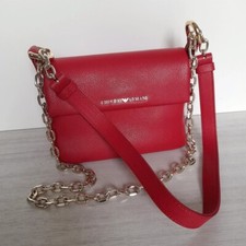 Borsa rossa in vera pelle pochette Emporio Armani 15x19x9cm