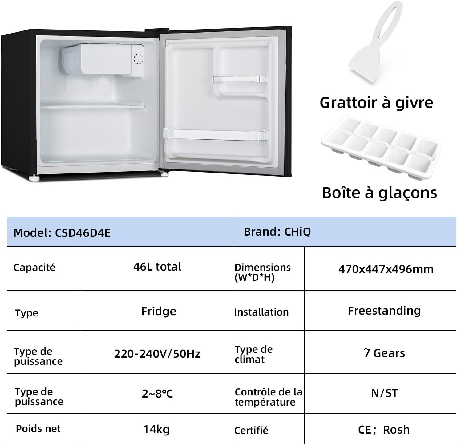 Réfrigérateur de table 47cm compact de 46L pour optimiser les petits espaces - 2