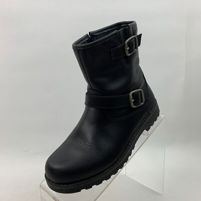 UGG Girls Harwell Boots 1008003K Black Leather Harness Strap Buckle Zip  Size