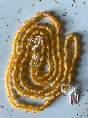100 Vintage 1950's Handmade Japanese Yellow Cherry Brand Oval Glass Beads 3x6mm