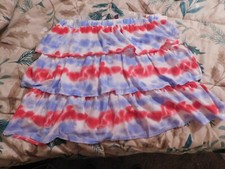 Celebrate Patriotic NWT Girl's Tie Dye Skirt Layers Size XXL-18 Red White Blue