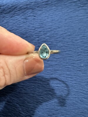Janice Girardi JGD Sterling Silver Pear Blue Topaz Band Ring, Sz