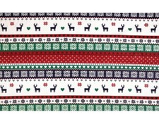 Baumwollstoff Weihnachtsstoff gestreift ab 0,5m Hirsch rot-grün