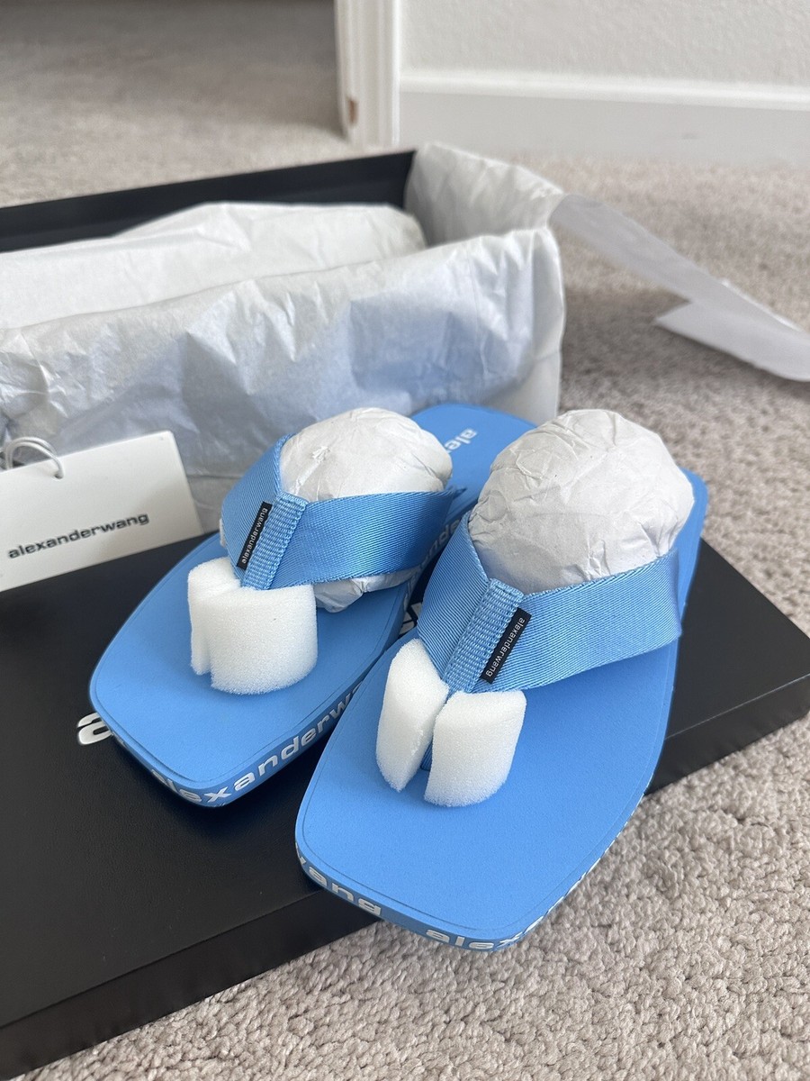 Brand New Alexander Wang Logo Flip Flop Island Sea Size 35