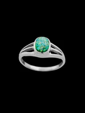 Navajo Green Opal Ring • 925 Sterling Silver • Engagement Style Ring