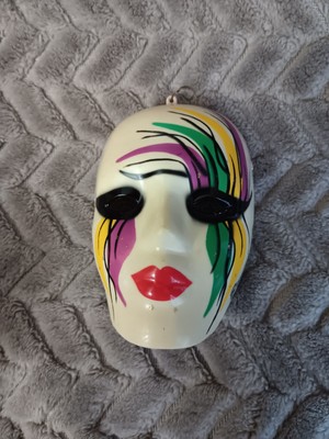 Mardi Gras Vintage Plastic Face Mask Can Be Put On Necklace Wall Hanging 