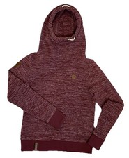 NAKETANO Brave New Word Bordeaux Melange Cowl Neck Hoodie Pullover Womens Size M