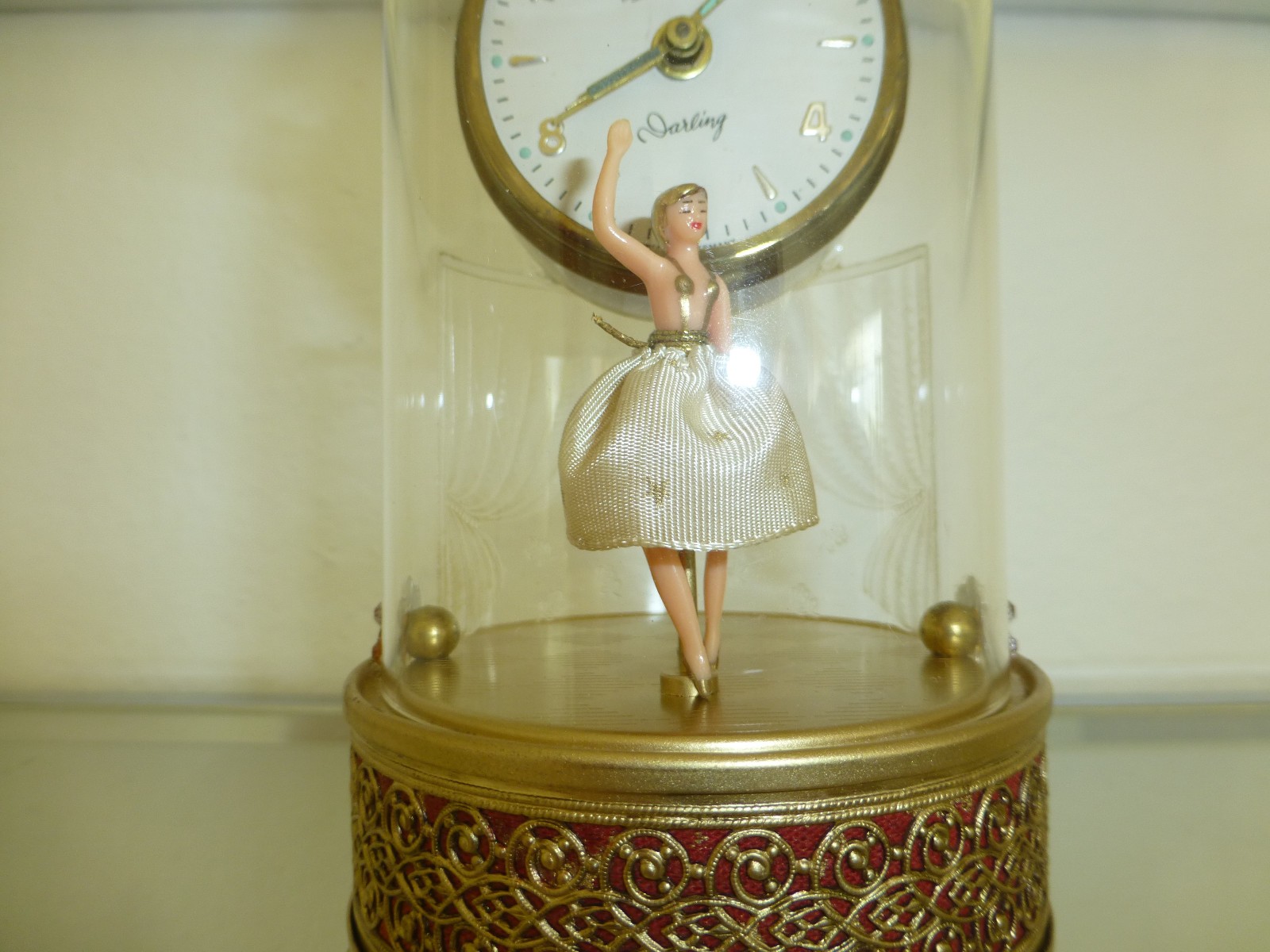 Vintage Swiss Reuge Dancing Ballerina Music Box Automaton German Alarm Clock