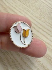 5PC Gold Flower Enamel Tulips Metal Buttons Shank Button For Clothes Crafts 20mm