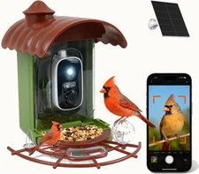 Bird Feeder with Camera, Smart Bird Feeder Camera with AI Identify Birdspecies, 
