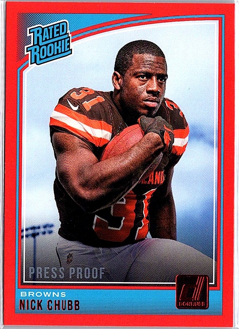 2018 Donruss #308 Nick Chubb Press Proof Red