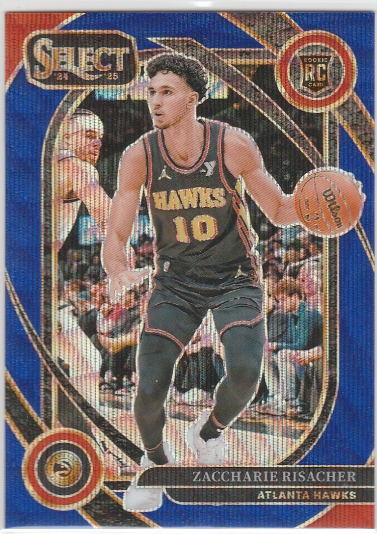 ZACCHARIE RISACHER 2024-25 Panini Select Courtside Blue Wave Prizm RC (18/75)