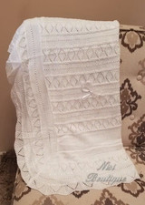 Beautiful White Baby Blanket, Baby Crochet Blanket, Baptism Blanket