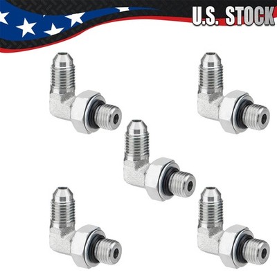 5PCS 90 Degree Elbow Hydraulic Hose Fittings:1/4'' JIC 37° Male x #4 SAE/ORB Male