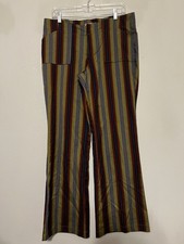 URBAN OUTFITTERS JENNY STRIPES LOW RISE FLARE PANTS SZ 10 70s Hippie Boho