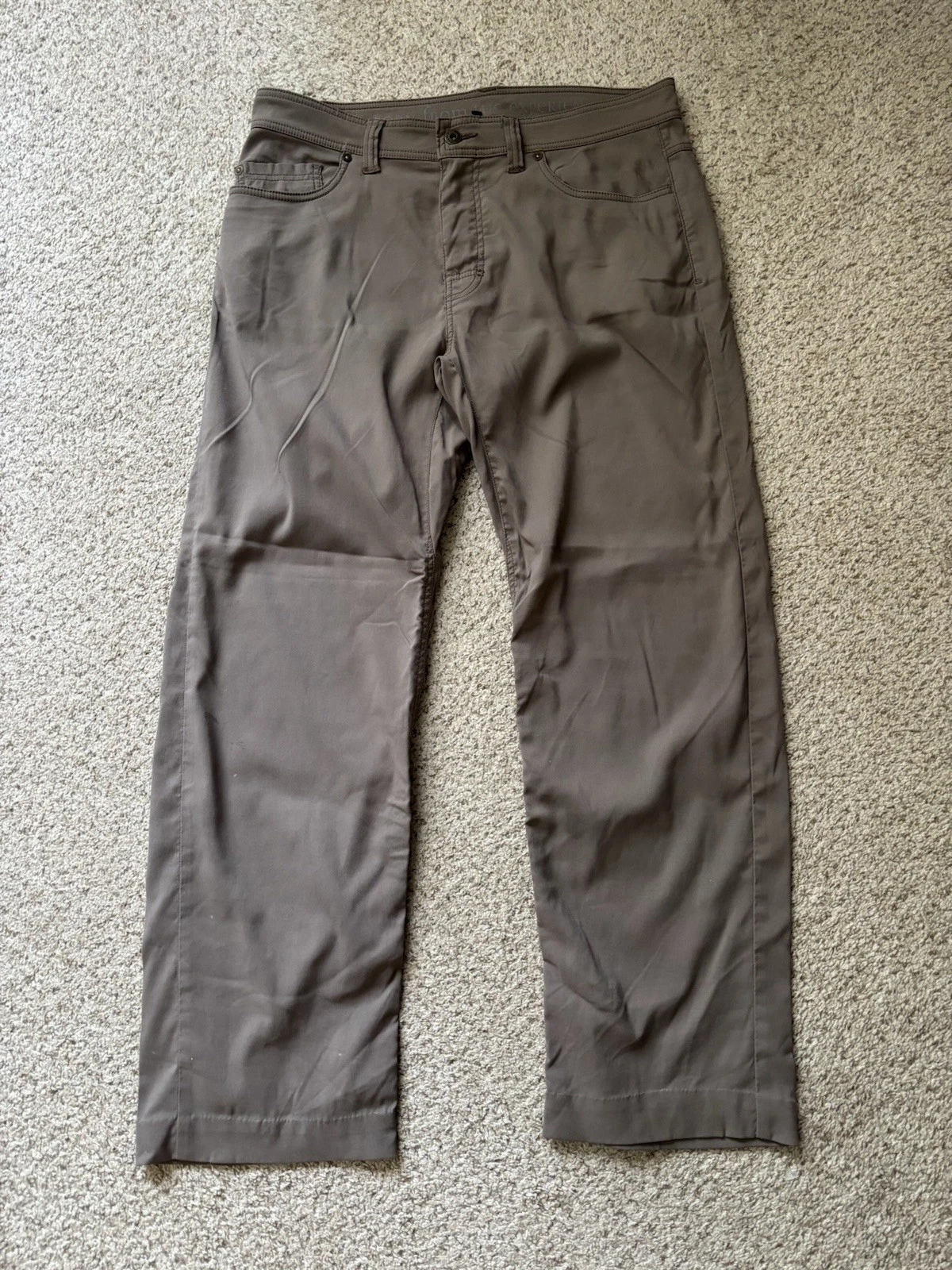 prAna Pants Mens Size 34x30 Dark Beige Brion Pant Slim Straight Hiking Outdoors
