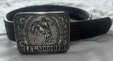 CODY JAMES BOYS' RODEO BUCKLE SOUTHWESTERN WOVEN INLAY BROWN LEATHER BELT